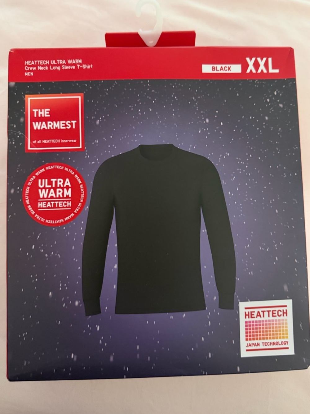 Uniqlo HEATTECH Thermal Tee - Black (Packaging Red)